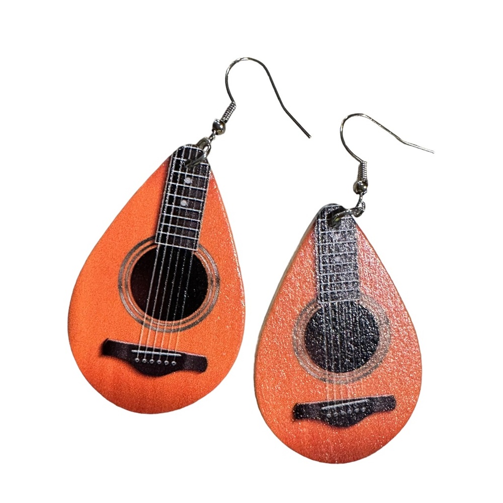 Ukulele Design Wood Drop Earrings